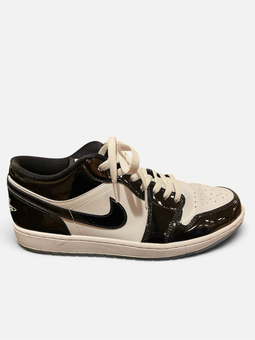 Nike Men’s Blk Patent & White Air Jordan 1 Low SE Sneakers SZ 11.5
